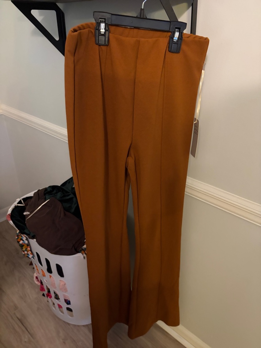 Iris Basic Rust Brown Wide-Leg High-Rise Pants